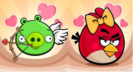 angry birds, facebook, san valentin