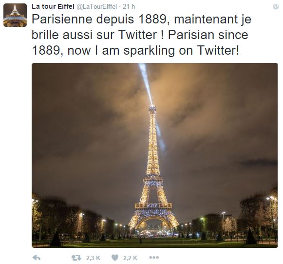 La Torre Eiffel estrena cuenta oficial en Twitter