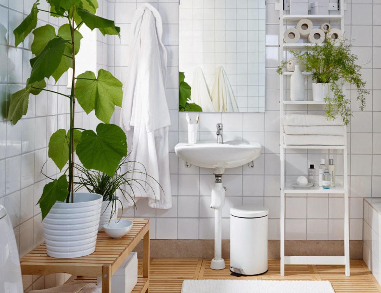 muebles de baño con plantas