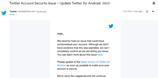 Twitter actualización seguridad