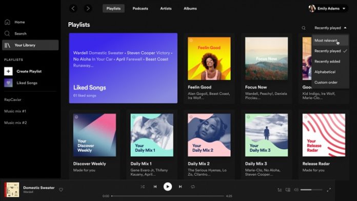 Spotify rediseño app Escritorio versión web