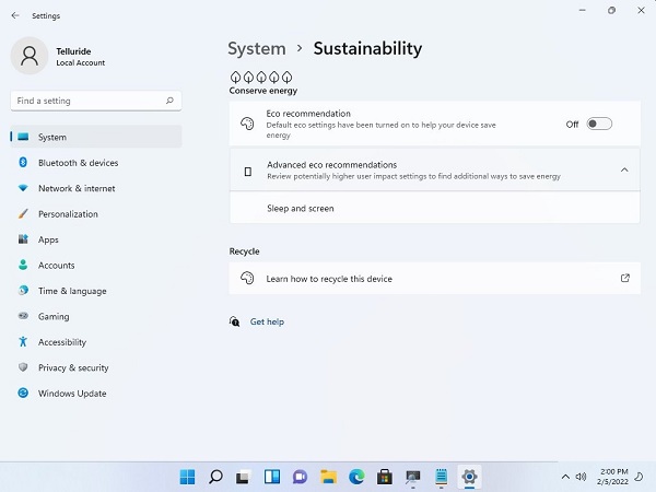 Windows 11 sostenibilidad